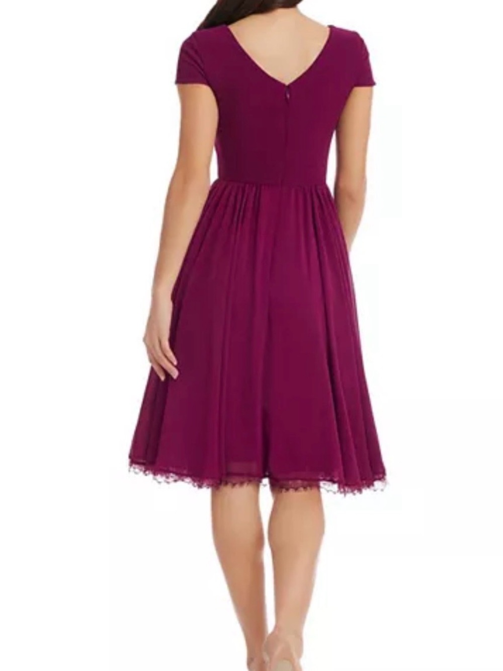 Dress the Population Corey Dress Dark Magenta Purple Midi Fit & Flare Size XL - Picture 2 of 15
